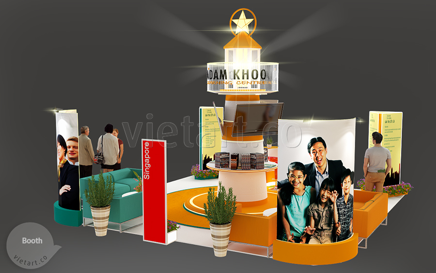 Thi cong booth trien lam nhuong quyen thuong hieu Adam Khoo (1) Hình ảnh gian hàng triển lãm giáo dục Adam Khoo