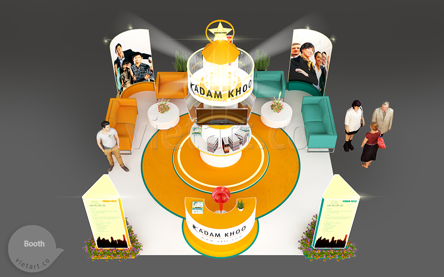 Thi cong booth trien lam nhuong quyen thuong hieu Adam Khoo (3) Hình ảnh gian hàng triển lãm giáo dục Adam Khoo