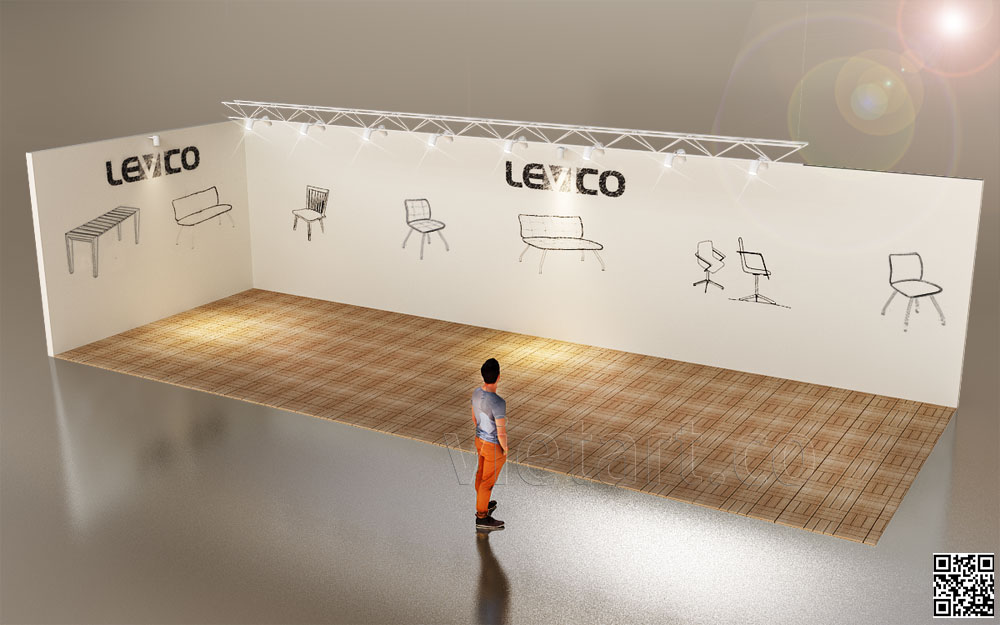 render-thiet-ke-booth-levic Thiết kế gian hàng 18x4m