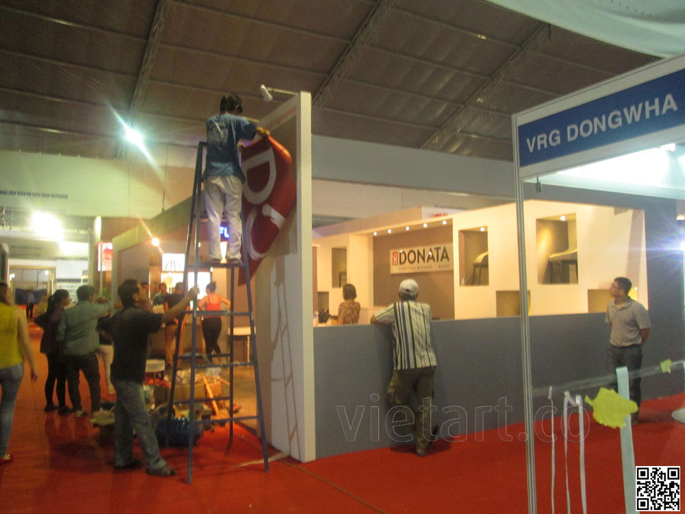 thi cong gian hang DONATA - 18x12m (1) thi công gian hàng 200m2