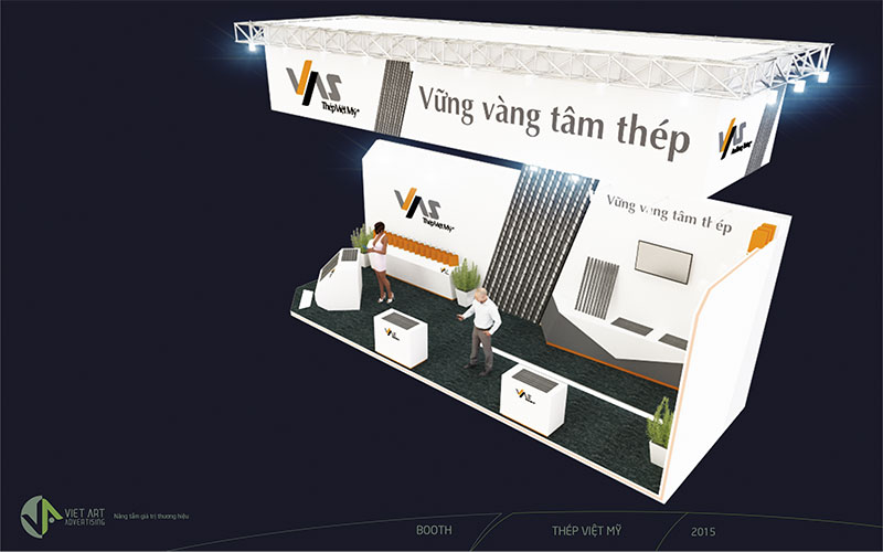 Thiet ke gian hang Thep Viet My (3) Hình ảnh thiết kế gian hàng thép Việt Mỹ 3